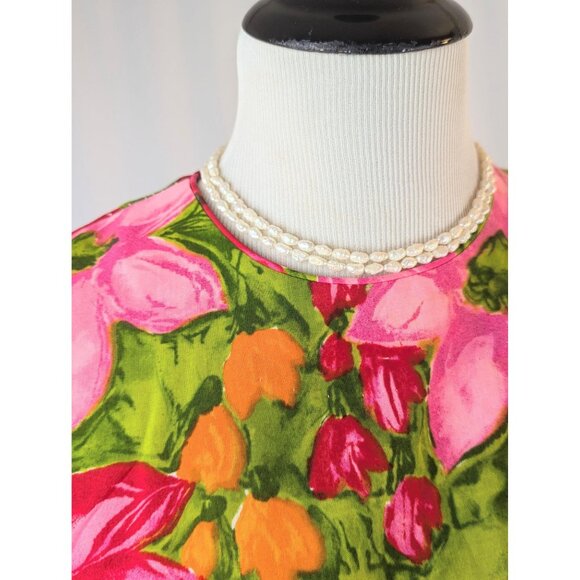 Women's Authentic Vintage Hawaiian Tropical Mini Sheath Dress Floral Luau Dress - Picture 5 of 10